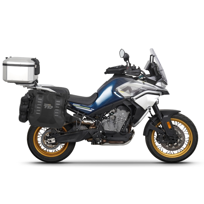 Set complet de genti laterale adventure SHAD TERRA TR40 si topcase din aluminiu SHAD TERRA 55L, incluzand kitul de montaj SHAD CF Moto 800MT