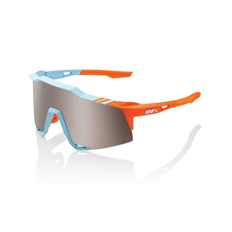 Ochelari de soare 100% SPEEDCRAFT Soft Tact Two Tone albastru-portocaliu (sticlă argintie HIPER)