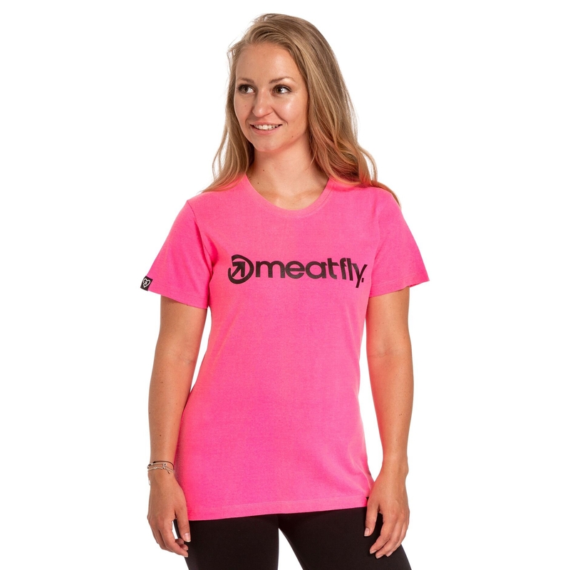 Tricou pentru femei Meatfly Ladies MF Logo neon roz lichidare