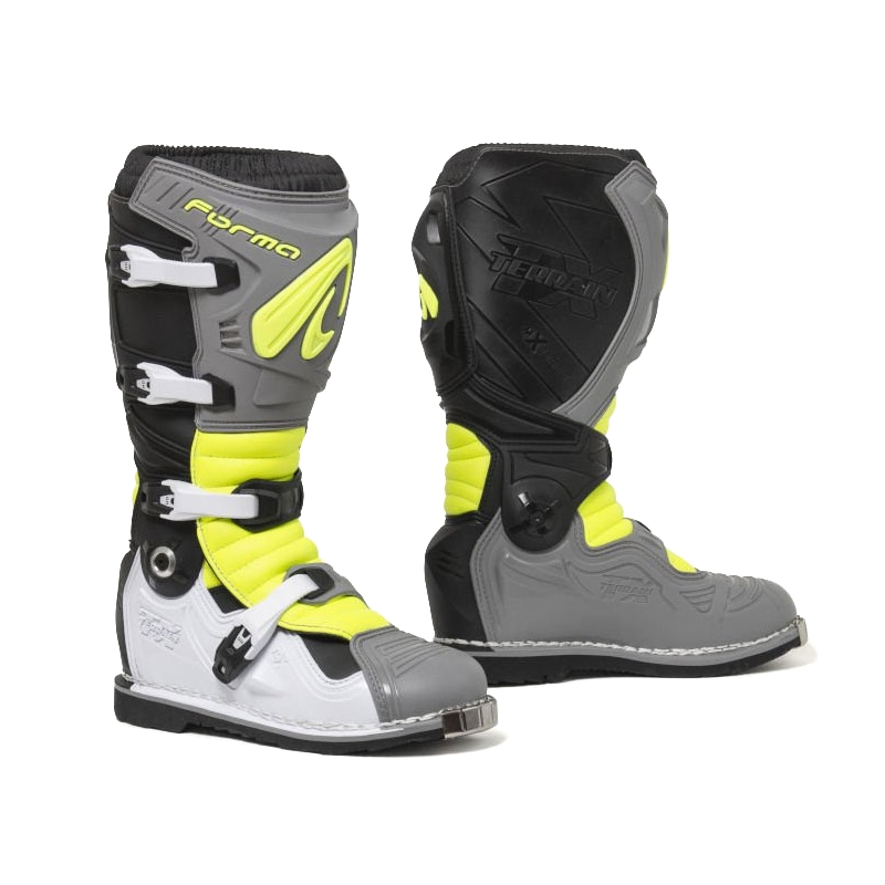 Forma Terrain Evolution TX cizme de motocicletă gri-alb-alb-fluo galben