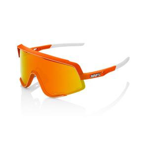 Ochelari de soare 100% GLENDALE Soft Tact Neon Orange portocaliu și alb (sticlă roșie HIPER)
