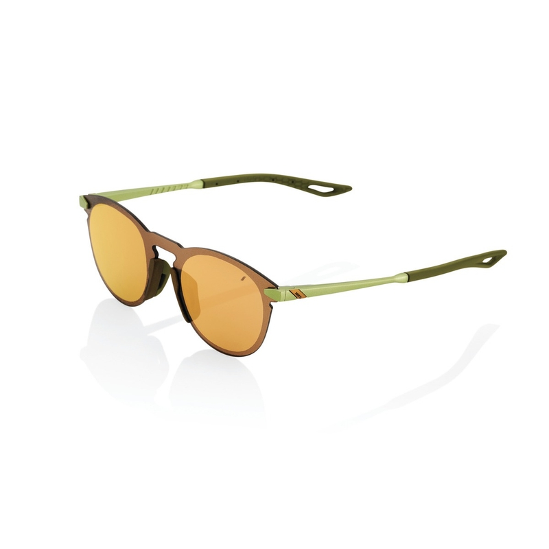 Ochelari de soare 100% LEGERE ROUND Matte Metallic Viperdae maro-verde (lentile bronz)
