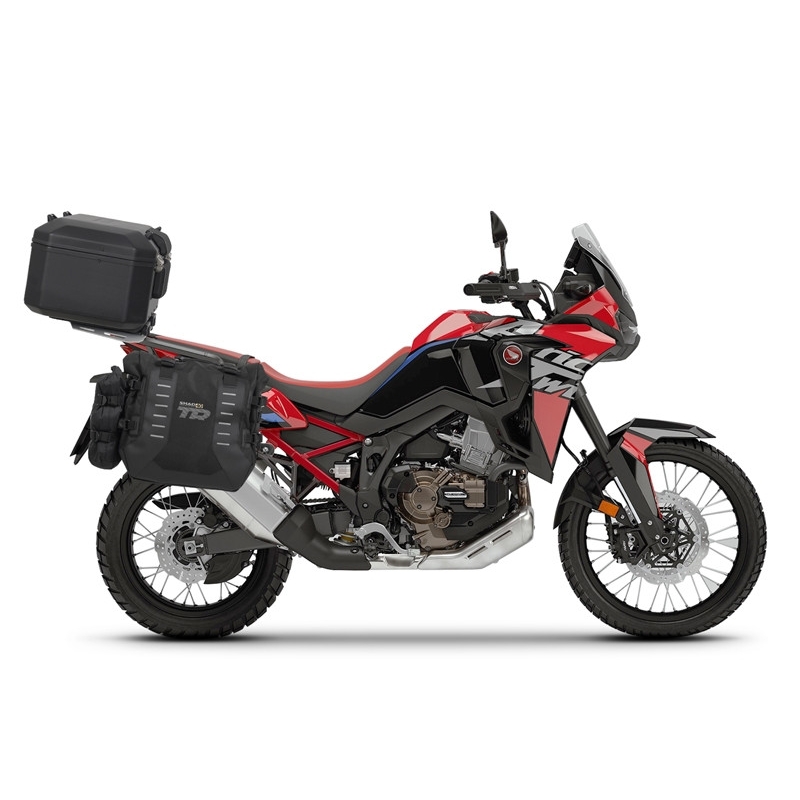 Set complet de genti laterale adventure SHAD TERRA TR40 si topcase din aluminiu SHAD TERRA BLACK 48L, incluzand kitul de montaj SHAD HONDA CRF 1100 Africa Twin