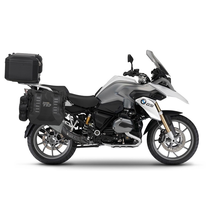 Set complet de genti laterale adventure SHAD TERRA TR40 si topcase din aluminiu SHAD TERRA BLACK 48L, incluzand kitul de montaj SHAD BMW R 1200 GS Adventure/ R 1250 GS Adventure