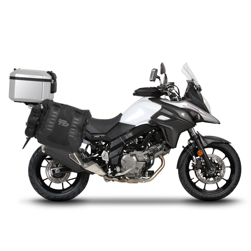 Set complet de genti laterale adventure SHAD TERRA TR40 si topcase din aluminiu SHAD TERRA 48L, incluzand kitul de montaj SHAD SUZUKI DL 650 V-Strom