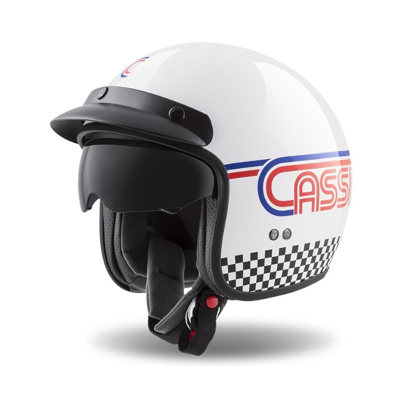 Cassida Oxygen Oxygen Rondo casca de motocicletă deschisă perla alb-roșu-albastru-negru lichidare