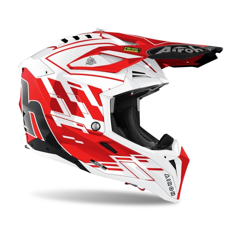 Cască de motocross Airoh Aviator 3.0 Rampage 2021 roșu și alb výprodej lichidare