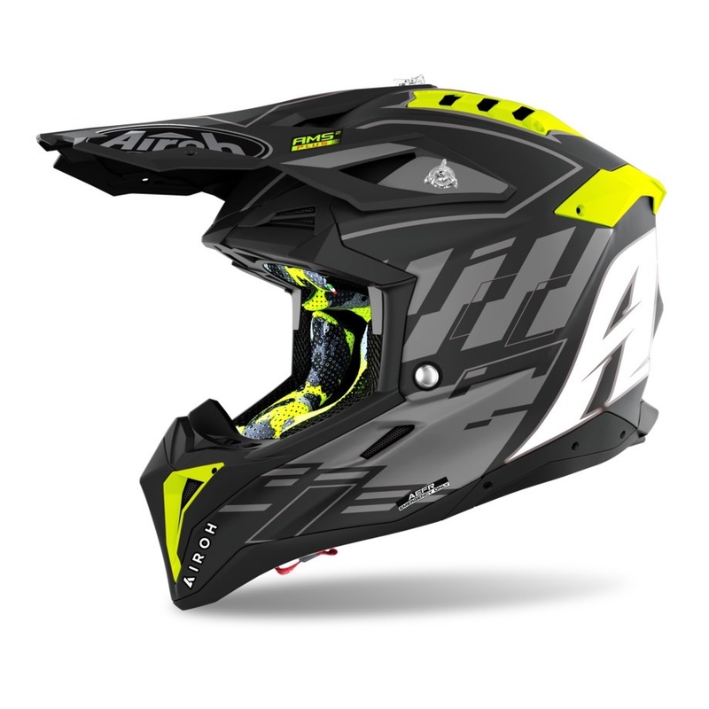 Cască de motocross Airoh Aviator 3.0 Rampage 2021 negru-gri-fluo galben výprodej lichidare