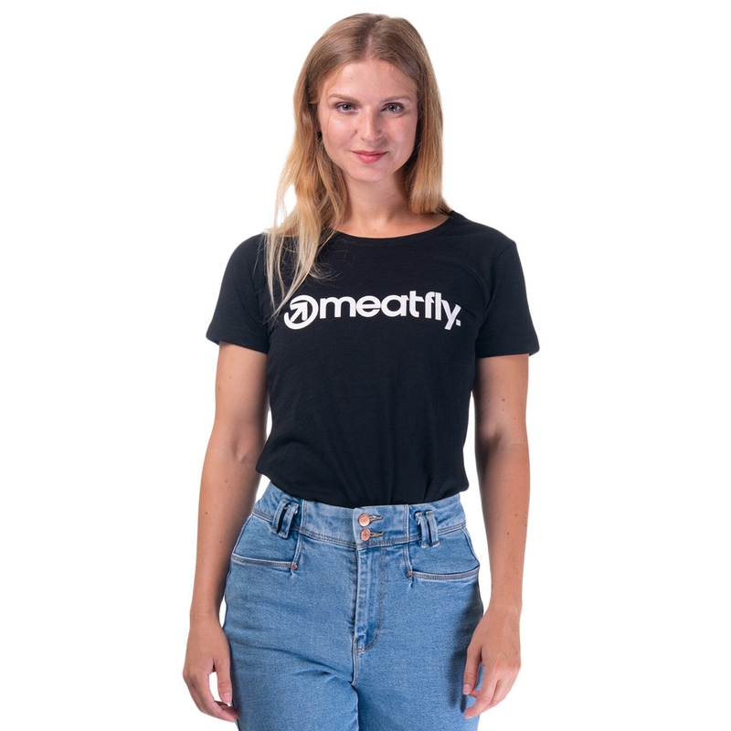 Tricou pentru femei Meatfly Ladies MF Logo negru lichidare