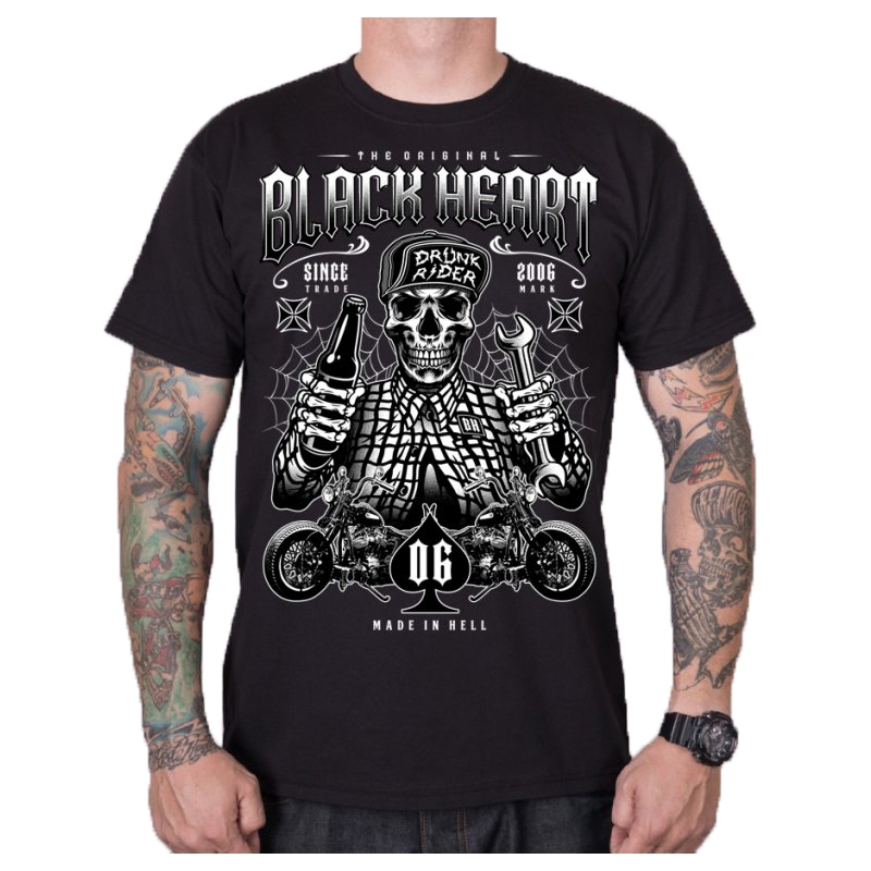 Cămașă Black Heart Drunk Rider pentru bărbați negru
