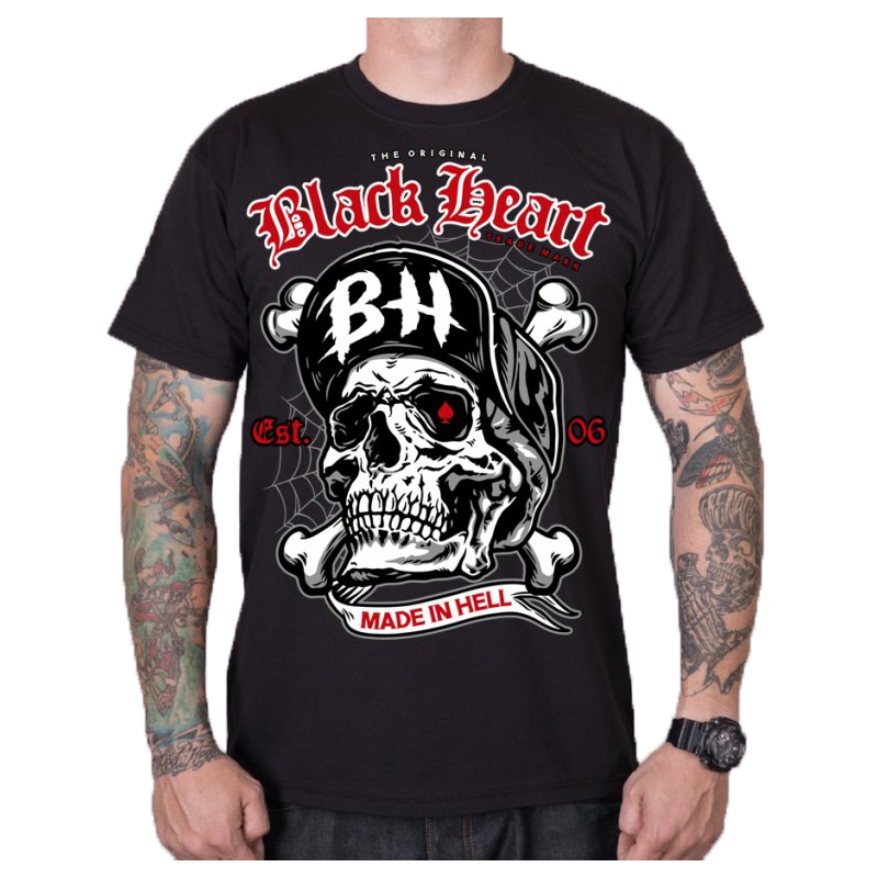 Tricou pentru bărbați Negru inima inima Skull Bones negru lichidare