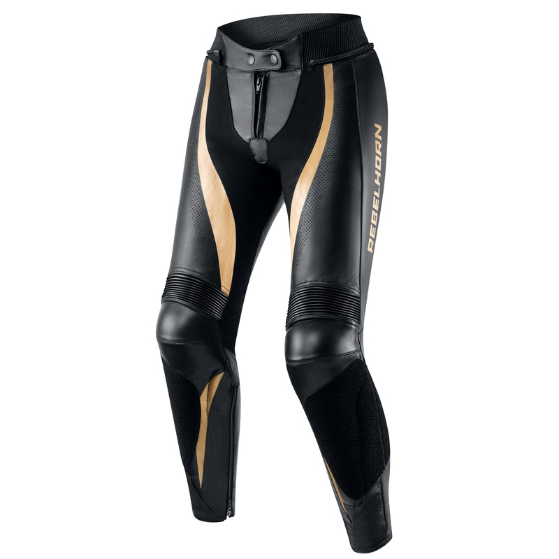 Pantaloni pentru femei Rebelhorn Rebel Rebel Gold and Black Motorcycle Pants
