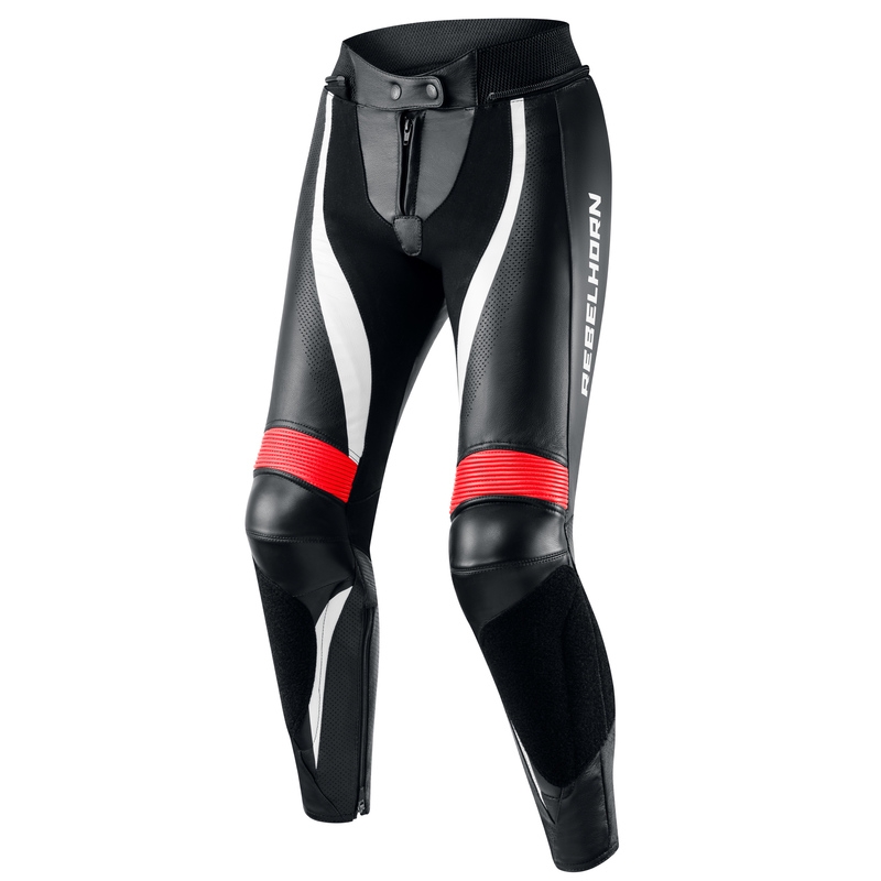 Pantaloni de motocicletă pentru femei Rebelhorn Rebel White-Red-Black