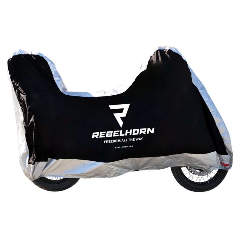 Husă motocicletă cu husă Rebelhorn Cover II Top Box negru-argintiu