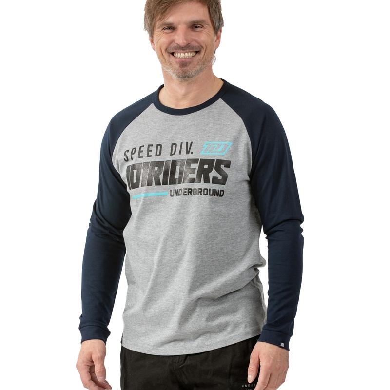 Tricou 101 Riders Total gri-albastru - mânecă lungă lichidare