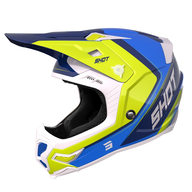 Cască de motocros Shot Core Fast albastru-alb-alb-albastru-fluo-galben lichidare