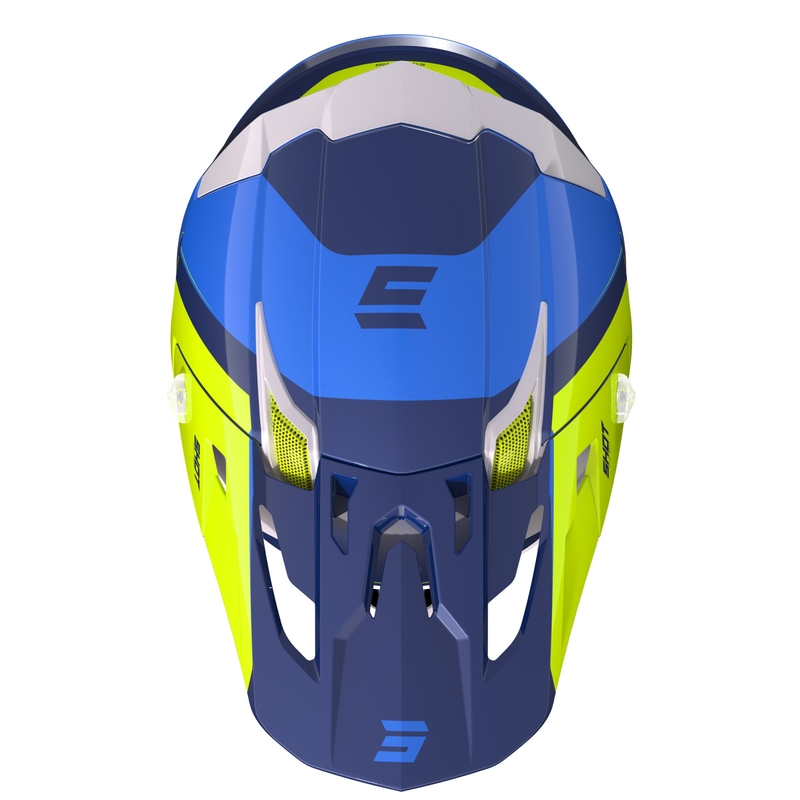 Cască de motocros Shot Core Fast albastru-alb-alb-albastru-fluo-galben lichidare