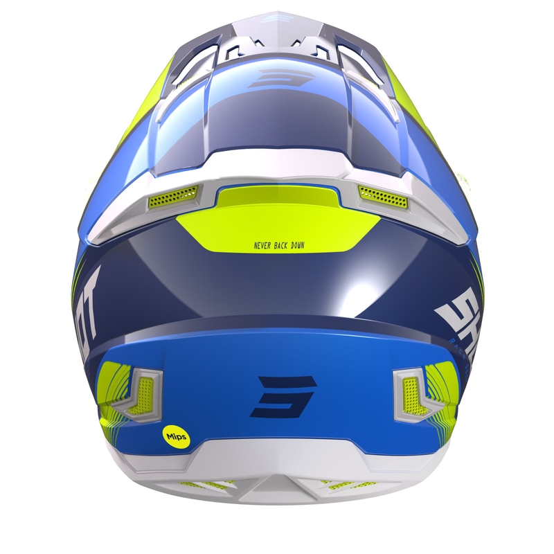 Cască de motocros Shot Core Fast albastru-alb-alb-albastru-fluo-galben lichidare