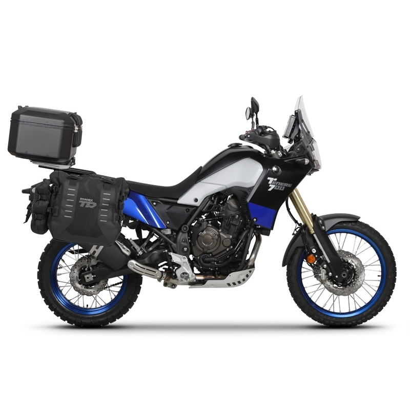 Set complet de genti laterale adventure SHAD TERRA TR40 si topcase din aluminiu SHAD TERRA BLACK 48L, incluzand kitul de montaj SHAD YAMAHA Tenere 700 XTZ690
