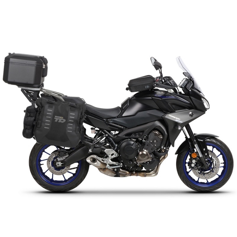 Complete set of SHAD TERRA TR40 adventure saddlebags and SHAD TERRA BLACK aluminium 55L topcase, including mounting kit SHAD YAMAHA MT-09 Tracer / Tracer 900