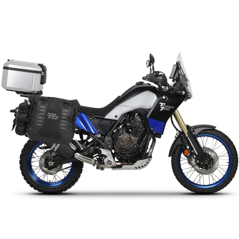 Set complet de genti laterale adventure SHAD TERRA TR40 si topcase din aluminiu SHAD TERRA 55L, incluzand kitul de montaj SHAD YAMAHA Tenere 700 XTZ690