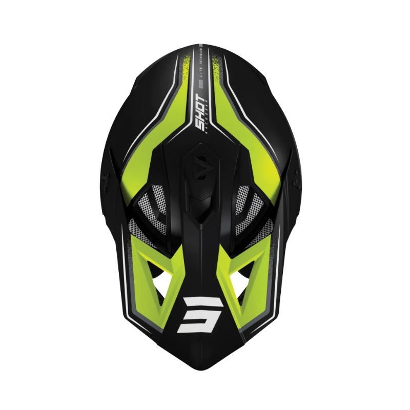 Cască de motocross Shot Lite Prism negru-alb-alb-fluo galben