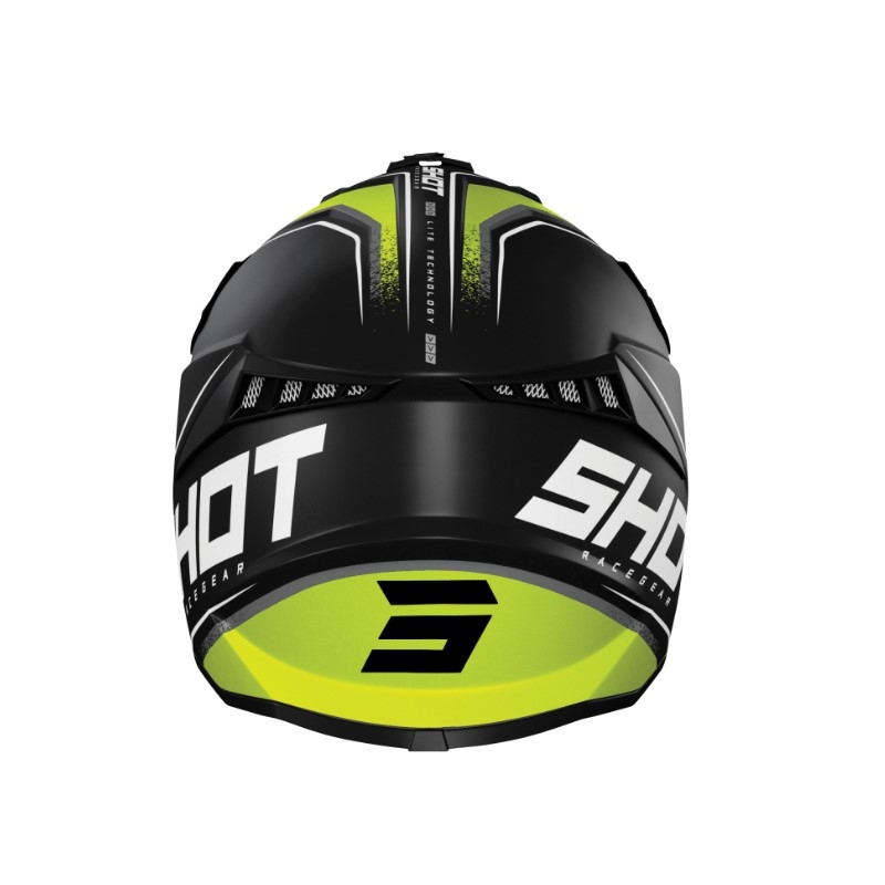 Cască de motocross Shot Lite Prism negru-alb-alb-fluo galben