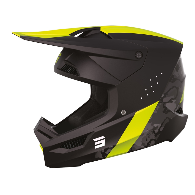 Cască de motocros Shot Race Camo negru-gri-fluo galben lichidare