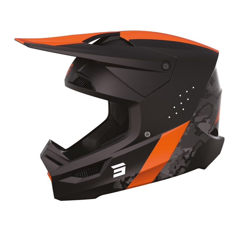Cască de motocross Shot Race Camo negru-gri-portocaliu lichidare