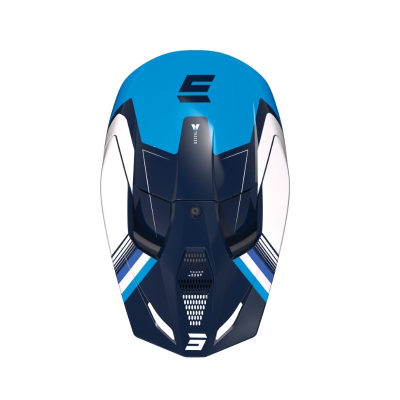 Motocross Casca Shot Race Tracer alb-albastru lichidare