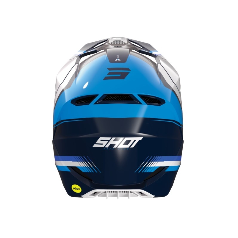 Motocross Casca Shot Race Tracer alb-albastru lichidare