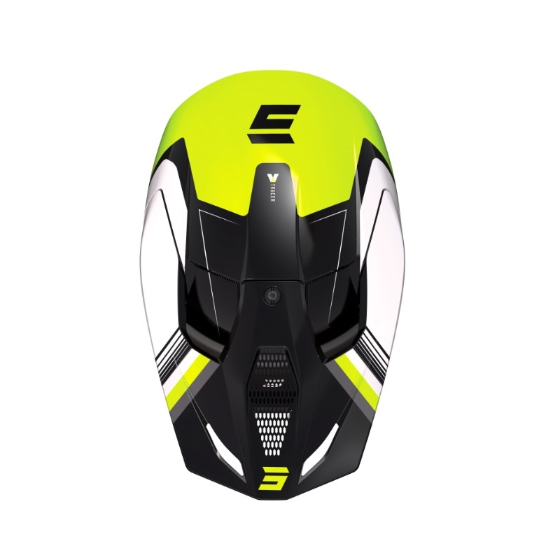 Cască de motocros Shot Race Tracer alb-negru-galben-fluo lichidare