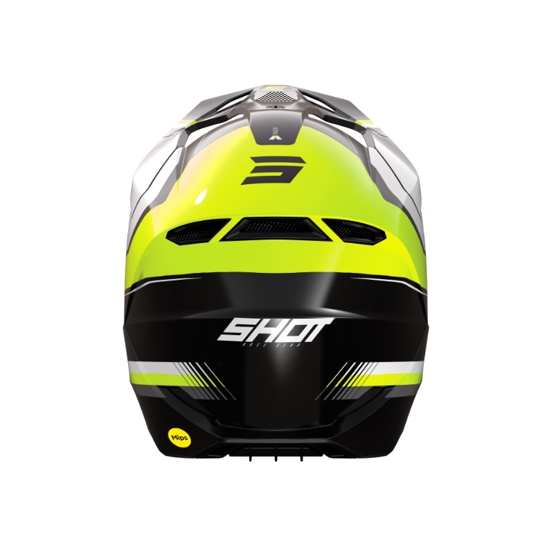 Cască de motocros Shot Race Tracer alb-negru-galben-fluo lichidare