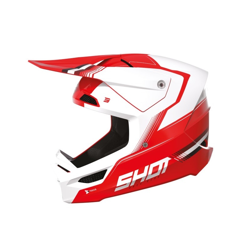 Cască de motocros Shot Race Tracer alb-roșu
