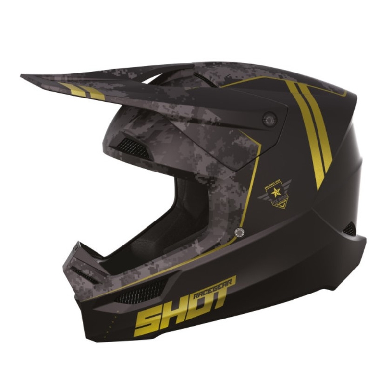 Motocross Casca Shot Furious Army negru-gri-auriu lichidare