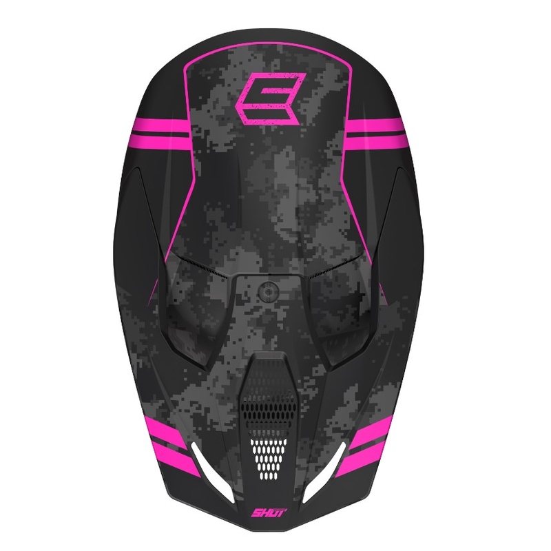 Cască de motocross Shot Furious Army negru-gri-roșu-roz