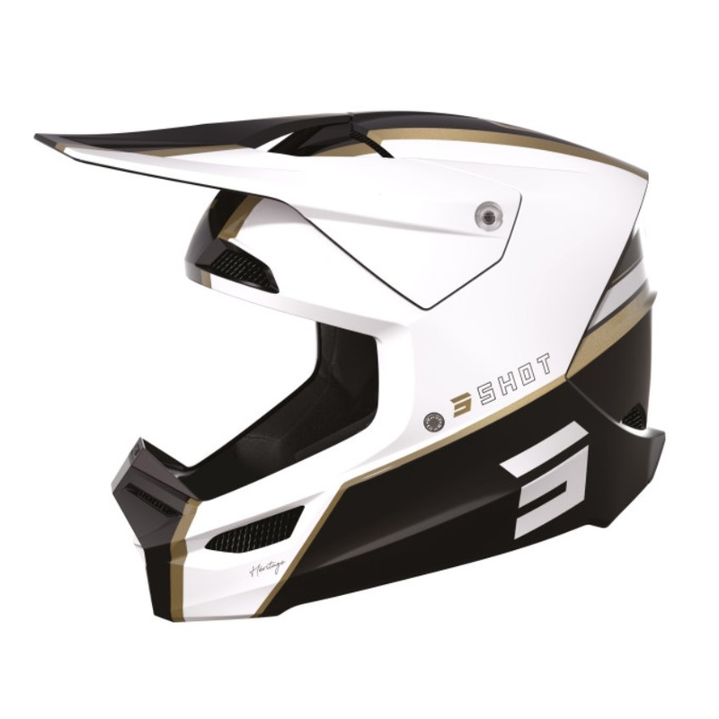 Motocross Casca Shot Furious Heritage negru-auriu-alb lichidare