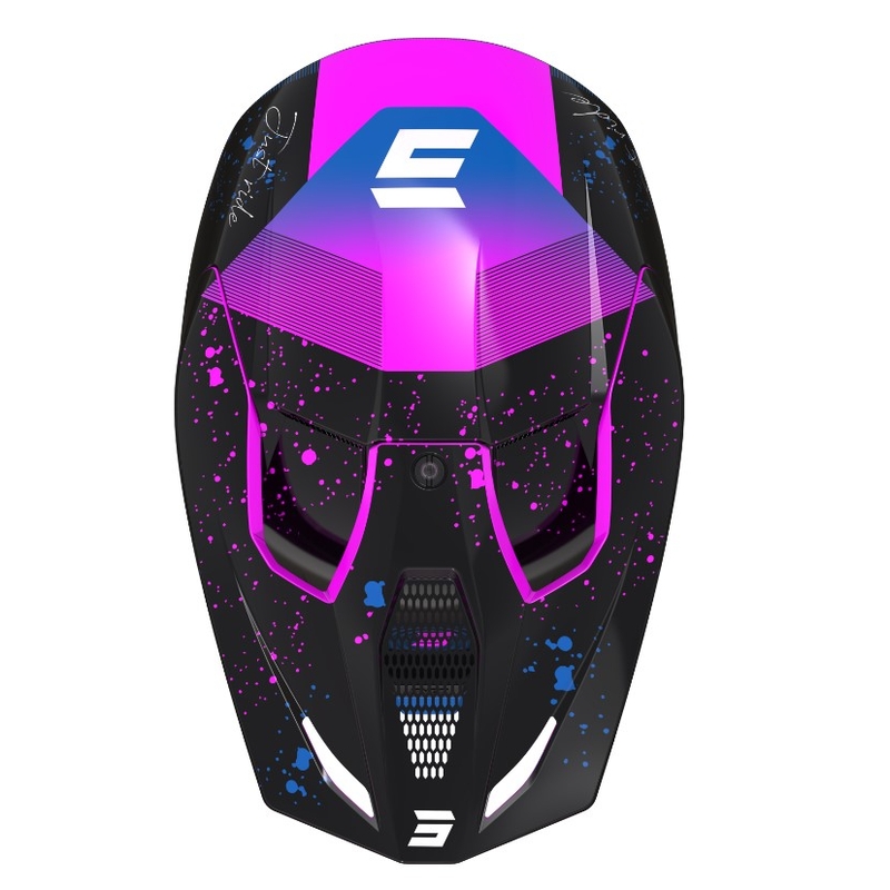 Cască de motocros Shot Furious Matrix roz-albastru-negru