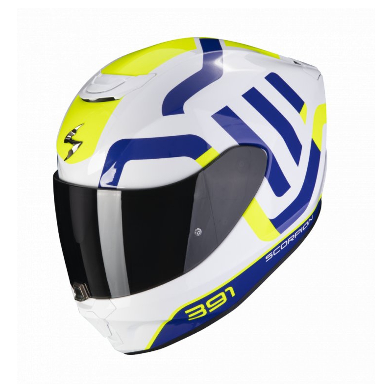 Cască integrală de motocicletă Scorpion EXO-391 Arok alb-albastru-neon-galben
