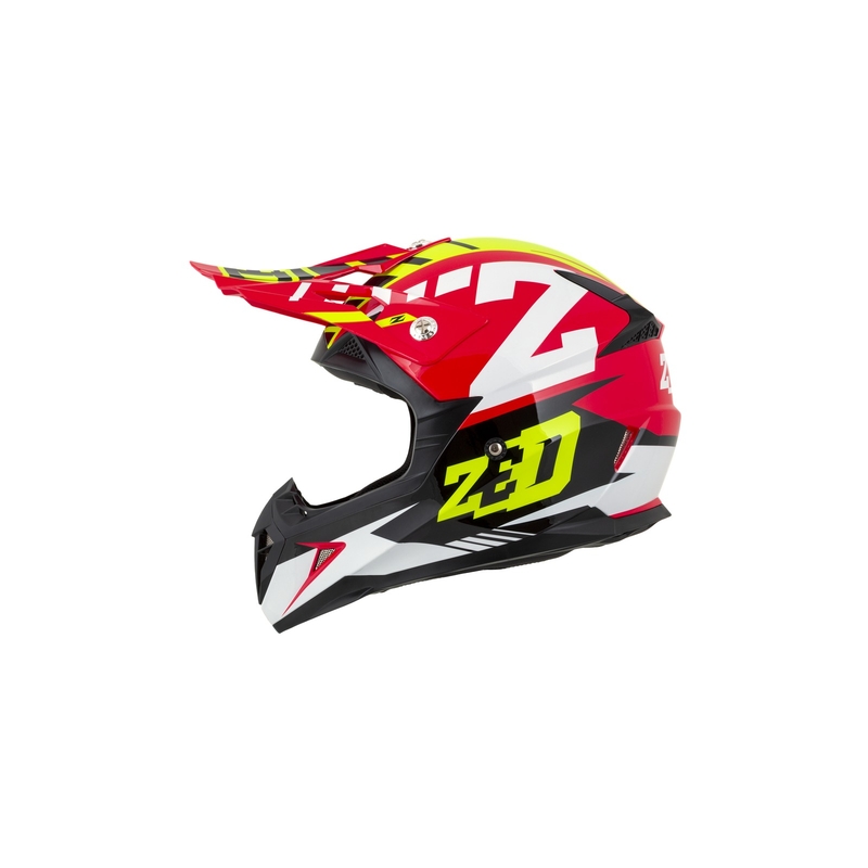 Cască de motocros ZED X1.9 roșu-fluo-galben-negru-alb