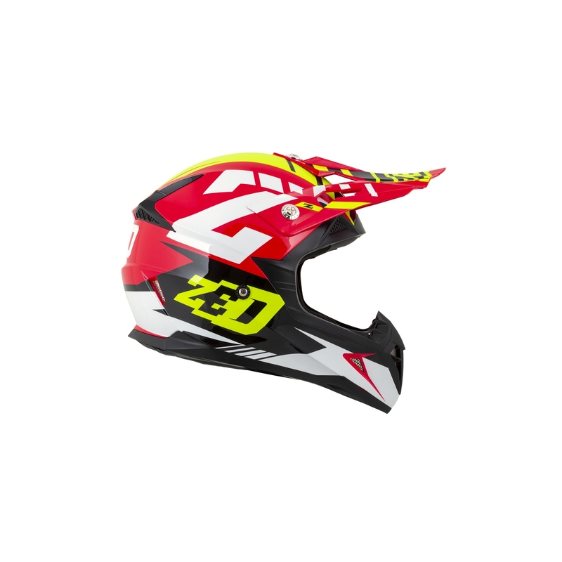 Cască de motocros ZED X1.9 roșu-fluo-galben-negru-alb