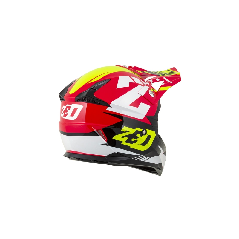 Cască de motocros ZED X1.9 roșu-fluo-galben-negru-alb