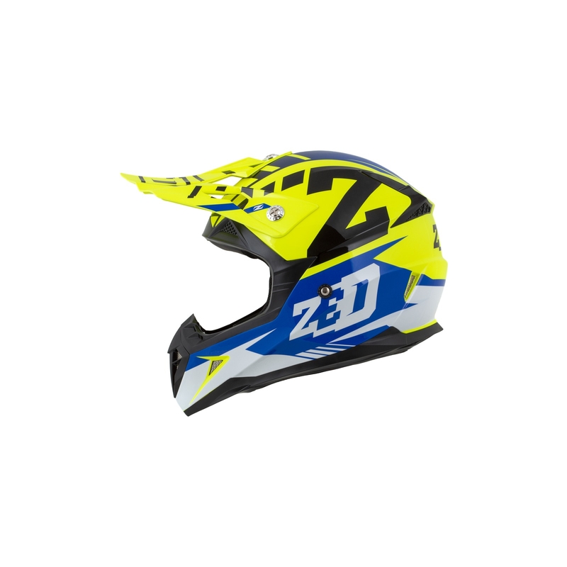 Cască de motocros ZED X1.9 albastru-fluo-galben-negru-alb