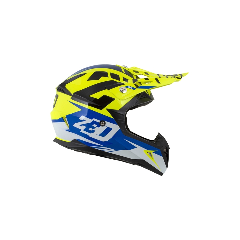 Cască de motocros ZED X1.9 albastru-fluo-galben-negru-alb