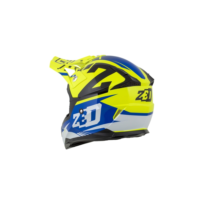 Cască de motocros ZED X1.9 albastru-fluo-galben-negru-alb