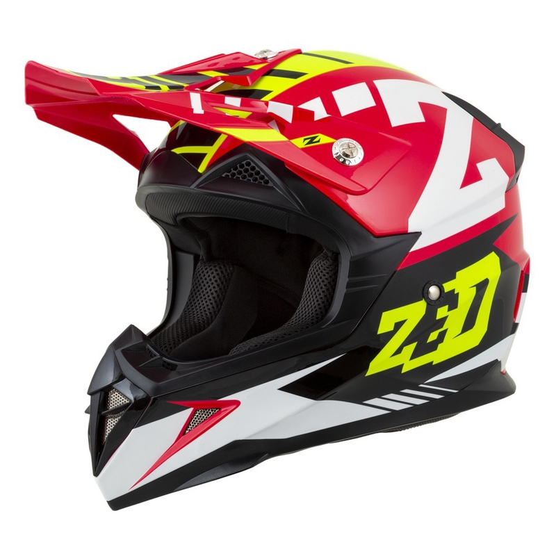 Cască de motocros ZED X1.9 roșu-fluo-galben-negru-alb