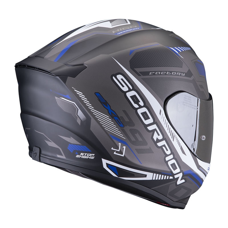 Cască integrală pentru motociclete Scorpion EXO-391 Haut negru-argintiu-albastru