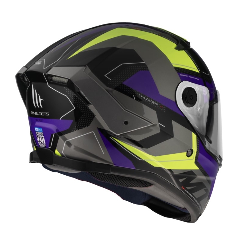 Cască de motociclist integrală MT Thunder 4 SV Valiant B2 gri-albastru-galben-fluo