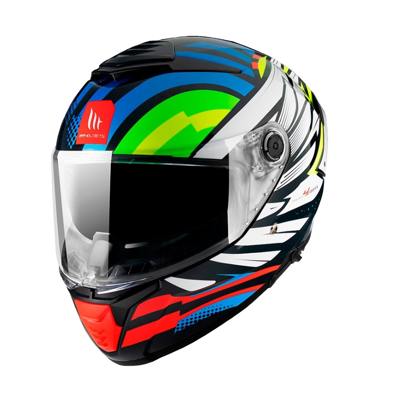 Cască de motociclist integrală MT Thunder 4 SV Drax B7 negru-roșu-verde-albastru-albastru-albastru