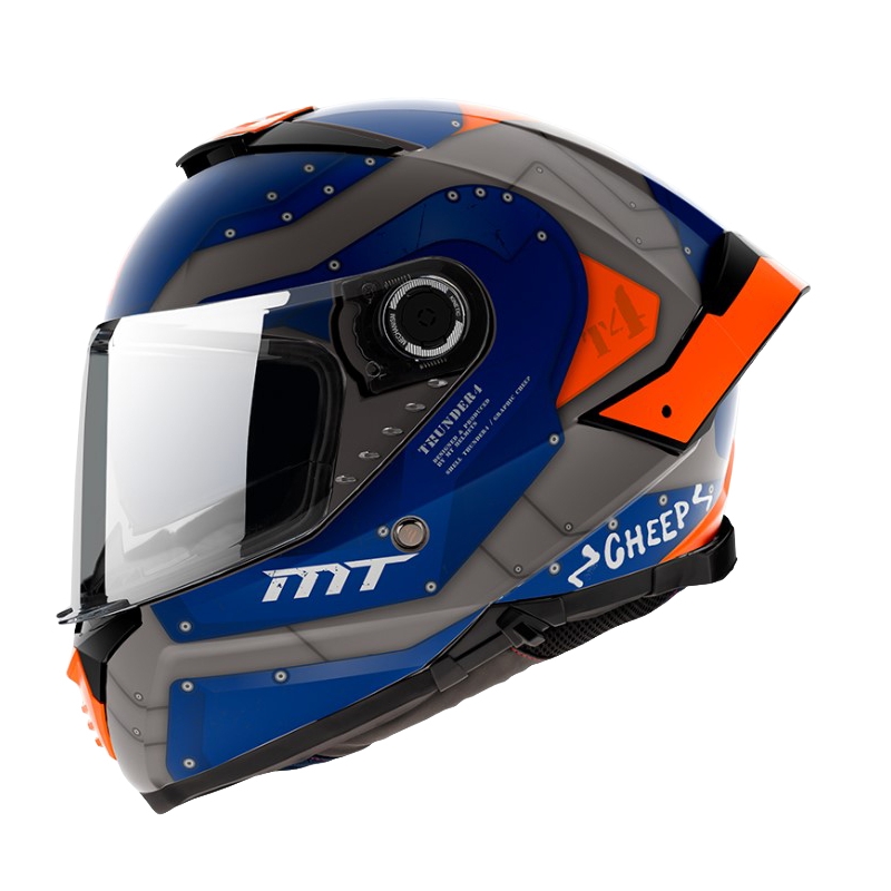 MT Thunder 4 SV Cheep A7 cască de motocicletă integrată MT Thunder 4 SV Cheep A7 portocaliu-albastru-gri